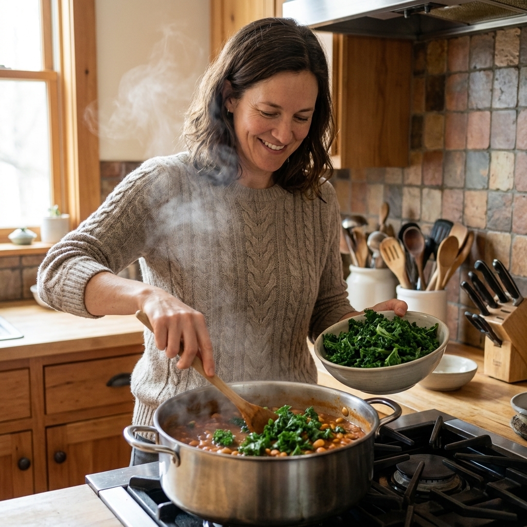 When to Add Kale, Chard, and Spinach to Vegetarian Stews